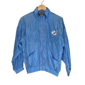 Vintage Argee Sky Blue 80s Windbreaker Womens Small Retro Ski Jacket Apres Party